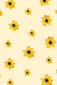 Vintage yellow flower pattern background design resource