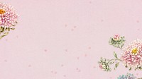 Vintage china aster flower frame on pink texture background design element
