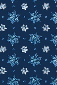 Blue Christmas psd snowflake seamless pattern background, remix of photography by Wilson Bentley