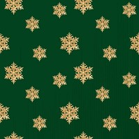 Green Christmas snowflake seamless pattern background vector, remix of photography by Wilson Bentley