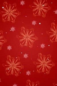 Red new year snowflake pattern background, remix of photography by Wilson Bentley