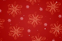 Red festive snowflake pattern background, remix of photography by Wilson Bentley