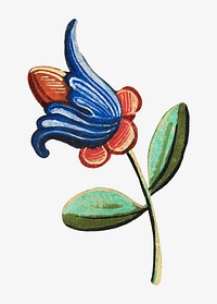 Vintage blue flower vector, featuring public domain artworks