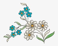 Vintage blue flower vector, featuring public domain artworks