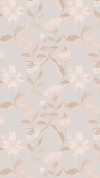 Vintage neutral floral pattern mobile phone wallpaper, featuring public domain artworks