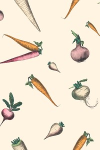 Root crops vector pattern background, remix from artworks by by Marcius Willson and N.A. Calkins