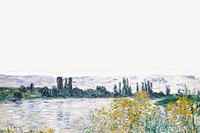 Monet landscape wallpaper torn border, &Icirc;le aux Fleurs near V&eacute;theuil, remixed by rawpixel.