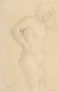Young Nude Girl Kneeling by <a href="https://www.rawpixel.com/search/Auguste%20Rodin?sort=curated&amp;page=1">Auguste Rodin</a>. Original from The MET museum. Digitally enhanced by rawpixel.