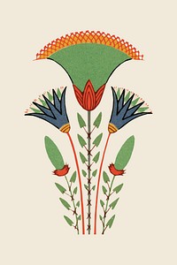Antique flower Egyptian ornamental vector element illustration