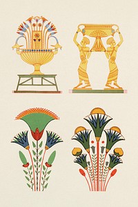 Ancient Egyptian ornamental psd element illustration