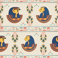 Egyptian Tefnut vector seamless pattern background