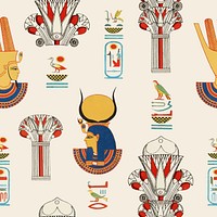 Egyptian ornamental seamless vector pattern background
