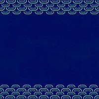 Dark blue Japanese wave vector pattern frame, remix of artwork by Watanabe Seitei