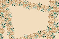 Wooden Japanese bamboo weave vector pattern frame, remix of artwork by Watanabe Seitei