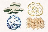 Japanese emblem ornamental element psd, remix of artwork by Watanabe Seitei