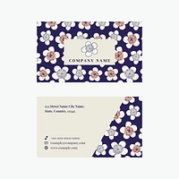 Japanese plum blossom pattern business card vector editable template, remix of artwork by Watanabe Seitei