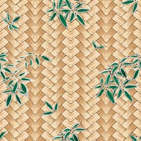 Traditional Japanese bamboo weave with leaves pattern vector, remix of artwork by Watanabe Seitei