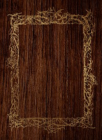 Vintage gold frame in wood background