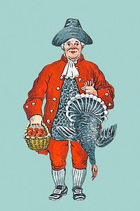 Man with a dead turkey illustration