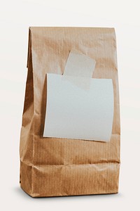 Brown paper bag with a white notepaper mockup