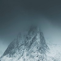 Misty mountain at Lofoten, Norway