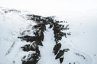 Drone view of a canyon on Iceland