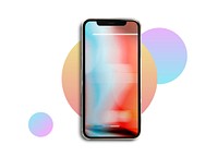 Phone screen mockup, gradient circle shape, psd