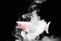 White acrylic ink dissolving psd background shark pattern