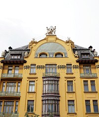 Yellow building in Prague, the Czech Republic