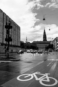 Bicycle lane in the city of Copenhagen, Denmark