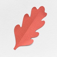 Red paper craft leaf isolated