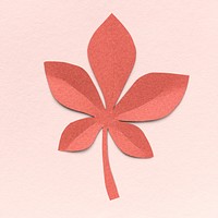 Red paper craft leaf isolated