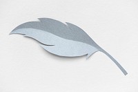 Gray paper craft feather on black background