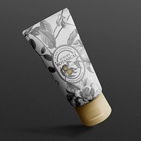 Floral skincare tube beauty product package in vintage style