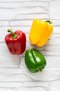 Bell peppers on a white table food photography