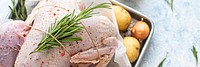 Raw turkey with fresh rosemary