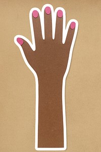 Hand with pink nails paper craft sticker