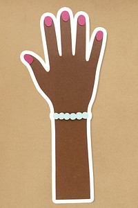 Hand with a pearl bracelet paper craft sticker