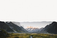 Landscape background ripped edge border, Mount Cook, New Zealand