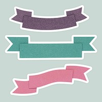 Colorful ribbon banner paper craft sticker set