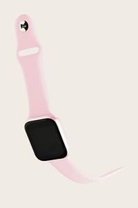 Light pink smartwatch on a beige background