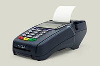 Point of sale machine on off white background