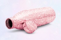 Glittery pink water bottle mockup on a pastel background