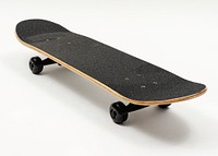 Black skateboard on white background