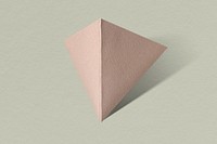3D pink pyramid paper craft on a sage green background
