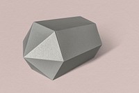 Gray hexagonal prism paper craft on a dull pink background