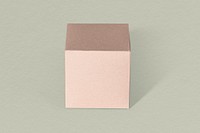 3D pink cubic paper craft on a sage green background