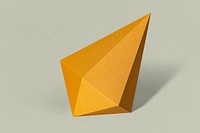 3D golden asymmetric hexagonal bipyramid paper craft on a sage green background