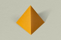3D golden pyramid paper craft on a sage green background
