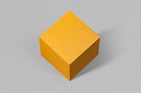 3D golden cubic paper craft on a gray background
